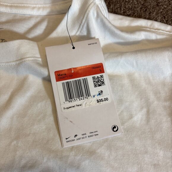 Nike Dri Fit Fitness Mens Training Shirt Size Large White DX0971-121 Graphic New - Picture 4 of 8